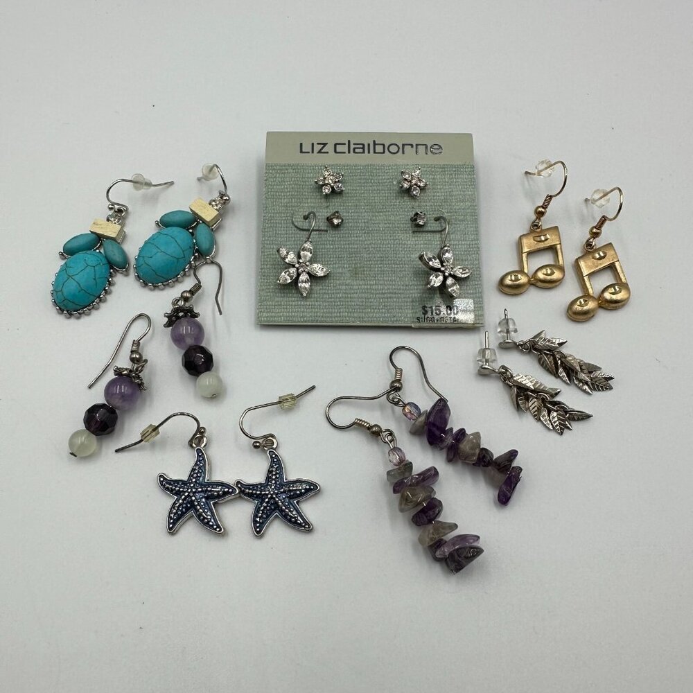 Earring Lot Silver Tone Pierced Dangle Stud Assorted Small Short Length Styles